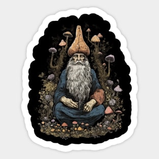 Lord Of The Shrooms - dark gnome wizard fantasy mushroom illustration Sticker